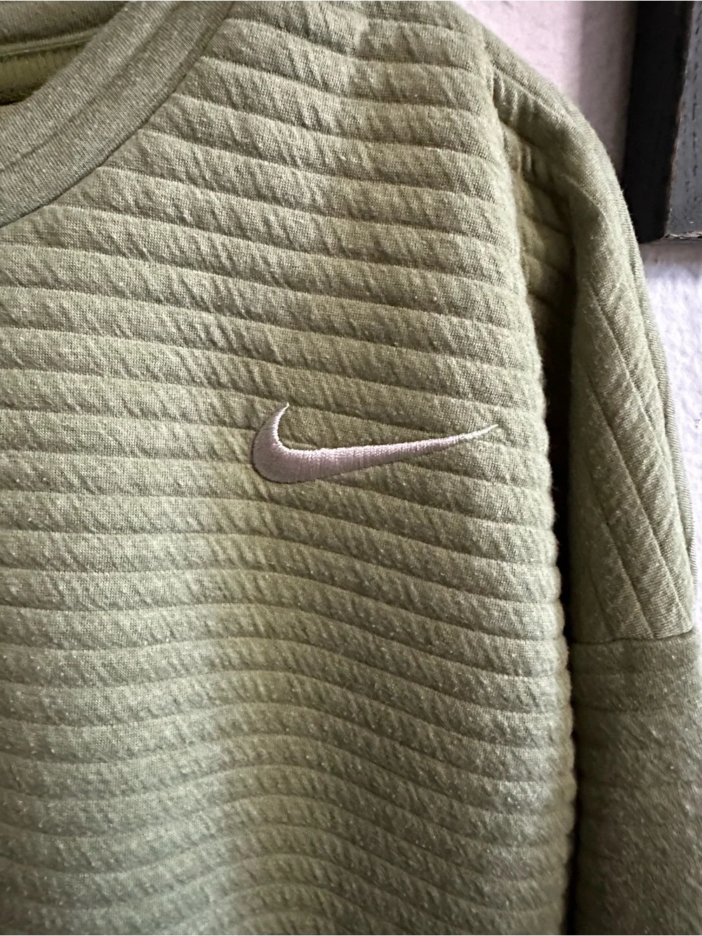Nike Olive Green Quilted Crewneck Sweatshirt
